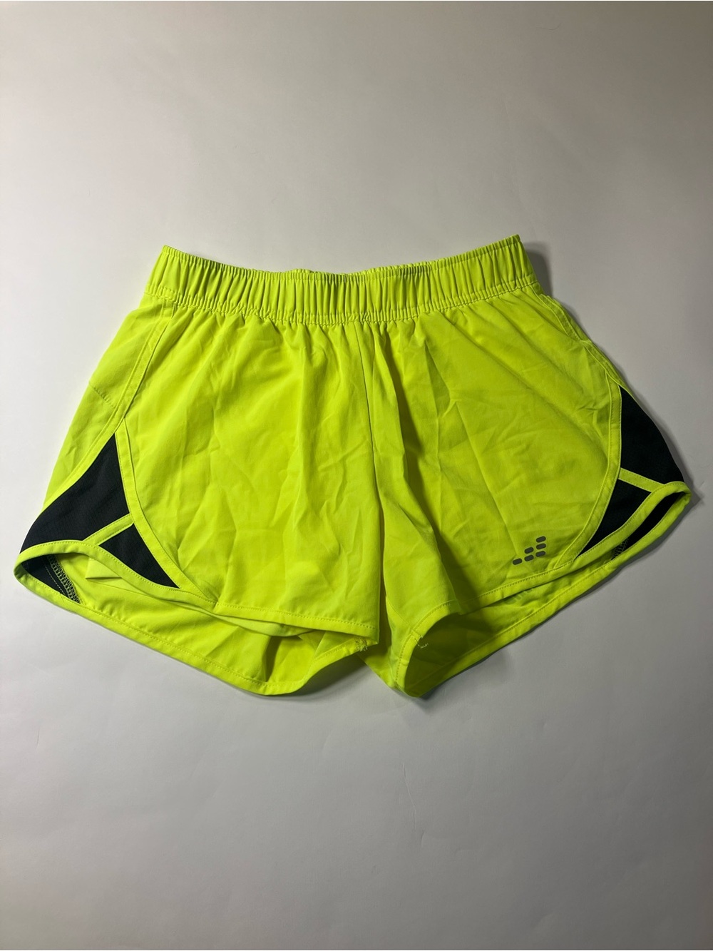 bcg Bright Yellow Athletic Shorts with Black Side Panels